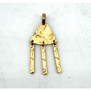 Biche de Bere Pendant Paris Brutalist Necklace Signed Gold Tone Modernist Vintag